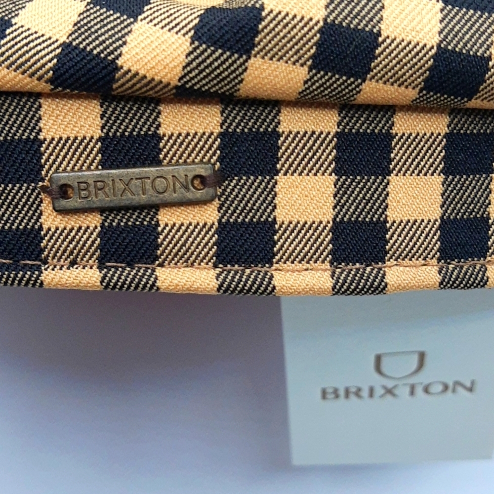 Brixton Fiddler Beret Cap Hat Gingham Plaid Yellow Black NEW Sizes S, M, L - Picture 7 of 14
